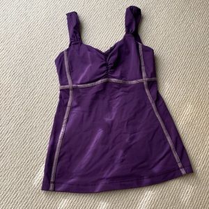 Lulu Lemon purple top with built in bra and mesh detail